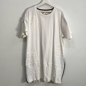 Vintage Americana Destroyed Tee Shirt Dress 2XL White
